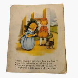Kitty Cat Nursery Rhyme Page Art Print Mary Lafetra Russell Vintage Craft